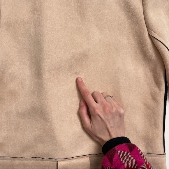 EVIE faux leather moto jacket in blush pink - Picture 10 of 11